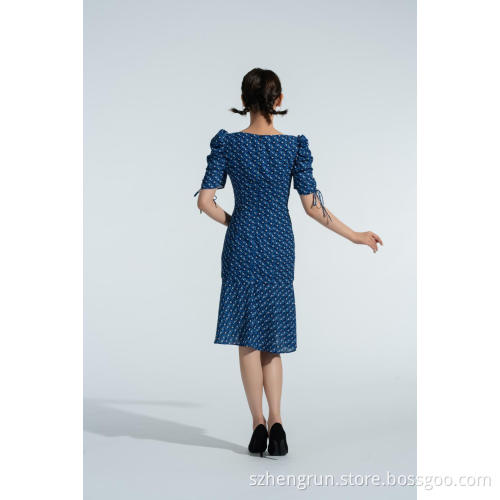 Ladies blue ruffle dress